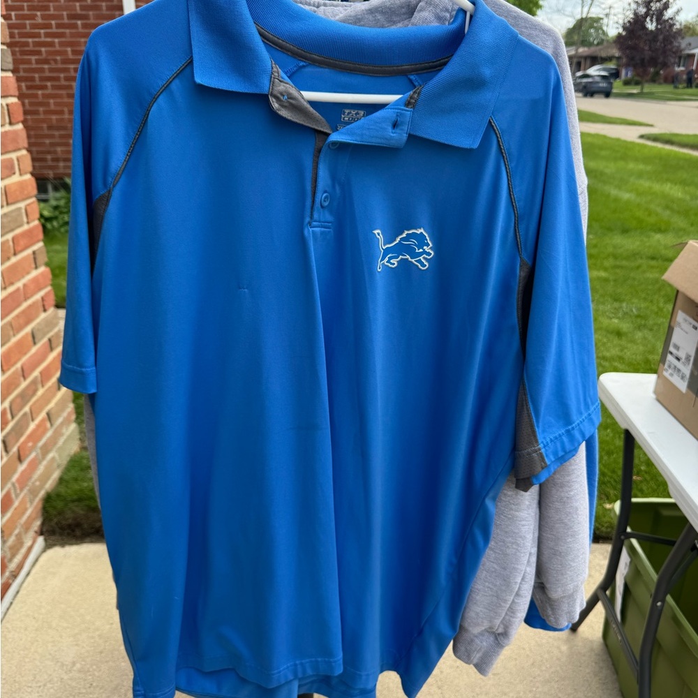 Detroit Lions Blue Polo with Embroidered Lion Logo